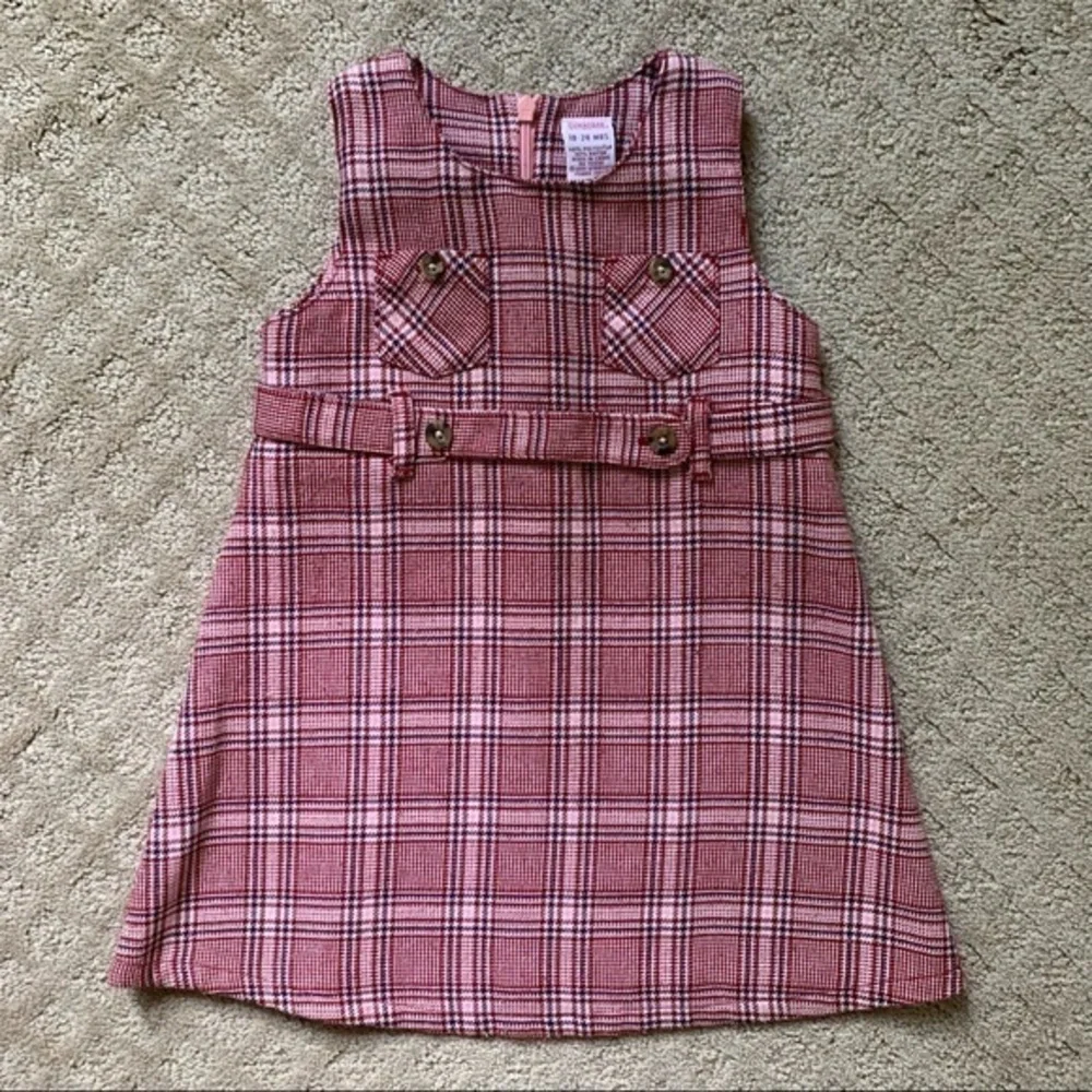 NFS. Gymboree Classic dark red and navy plaid jumper dress size 18-24 months